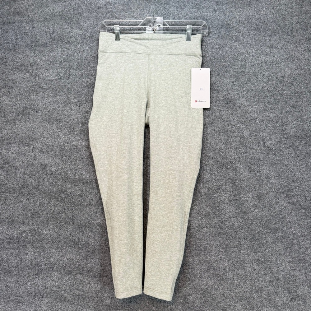 Lululemon Softy Suedey Tight Women 8 Green Crossover Waist Yoga Leggings 25" NEW